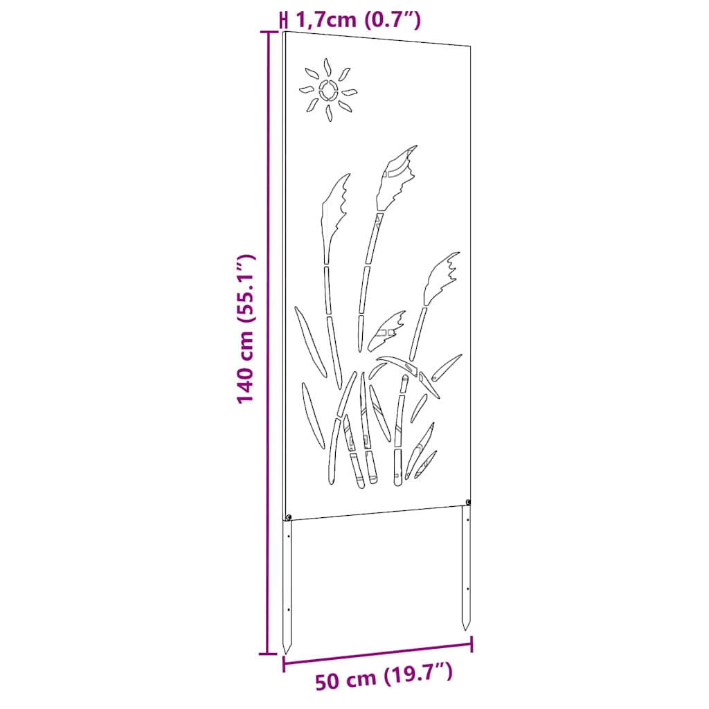 Privatnost u vrtu Crna 50 x 140 cm Hladno valjana čelična