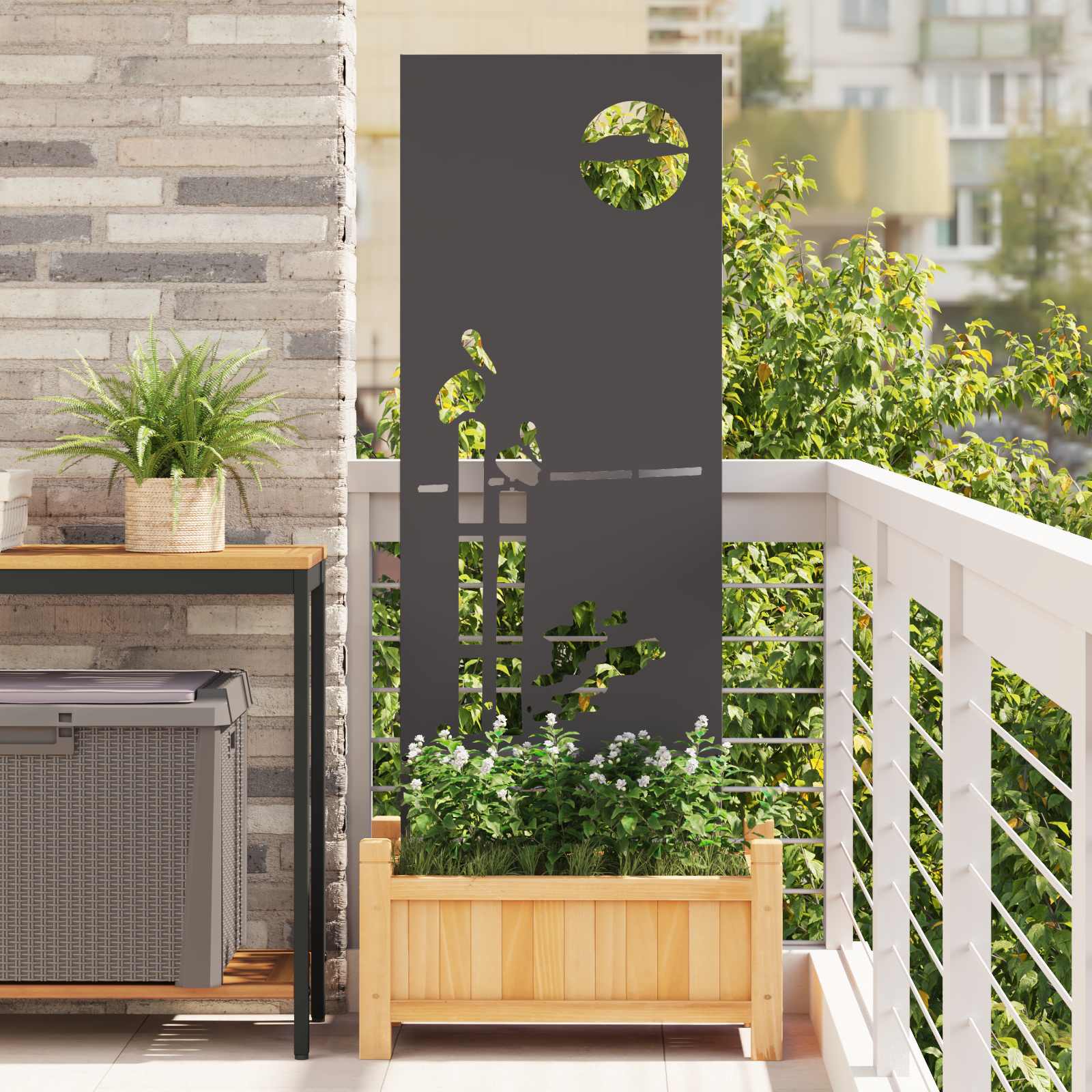Privatnost u vrtu Crna 50 x 140 cm Hladno valjana čelična