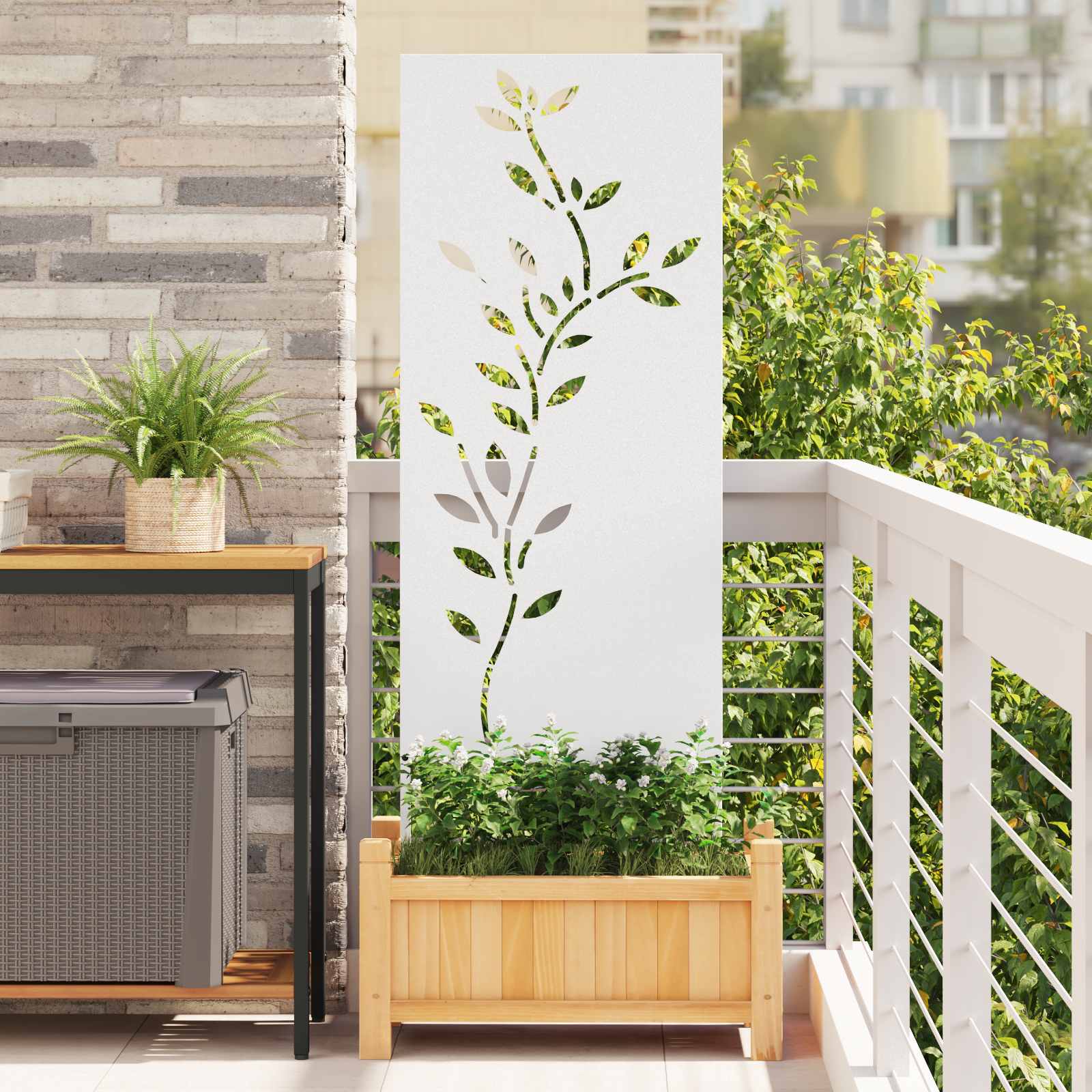 Privatnost u vrtu Bijelo 50 x 140 cm Hladno valjana čelična