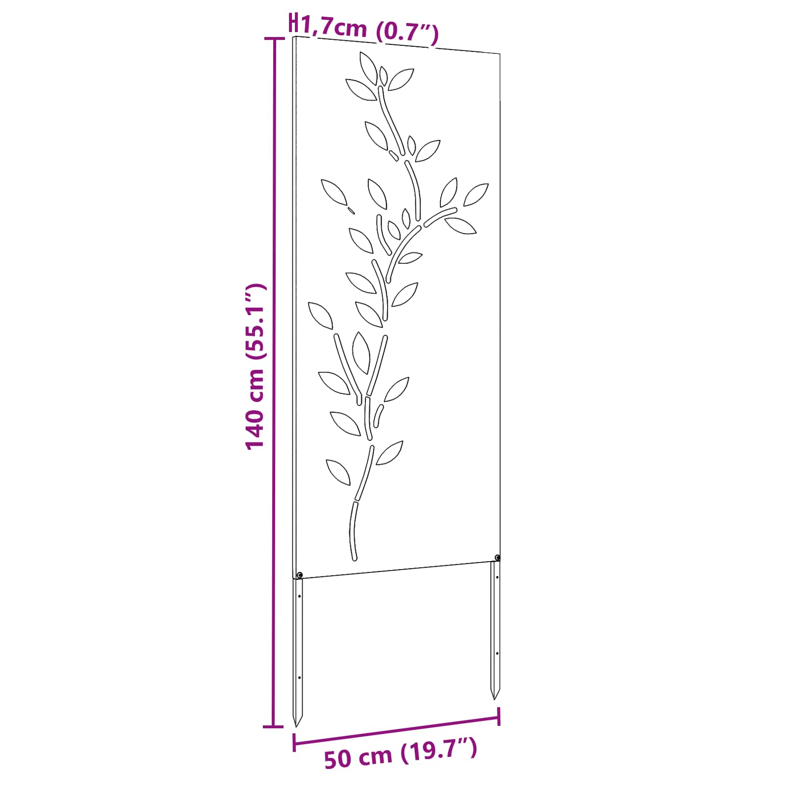 Privatnost u vrtu Bijelo 50 x 140 cm Hladno valjana čelična