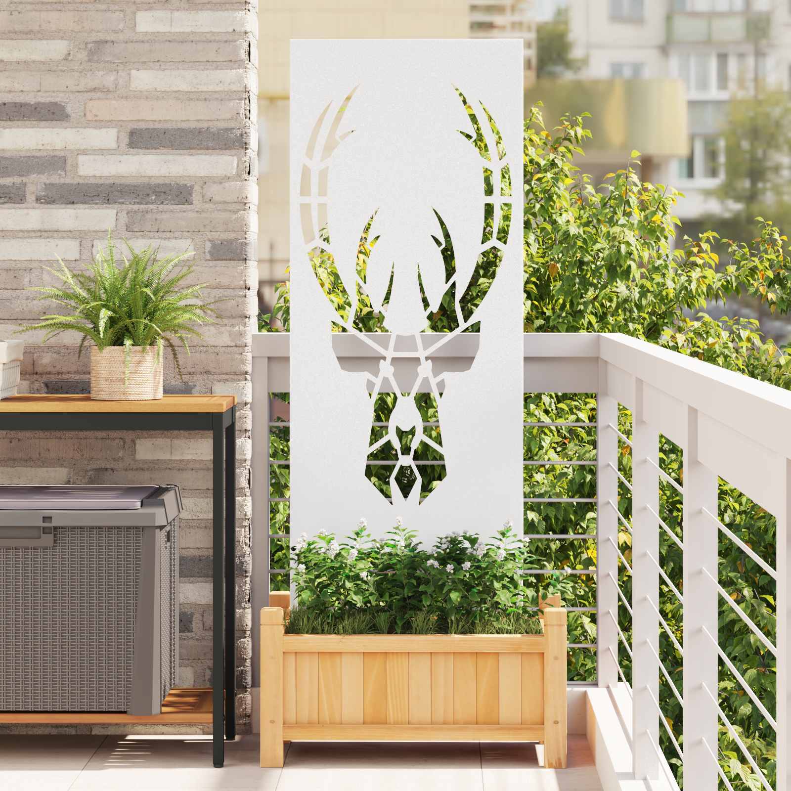 Privatnost u vrtu Bijelo 50 x 140 cm Hladno valjana čelična