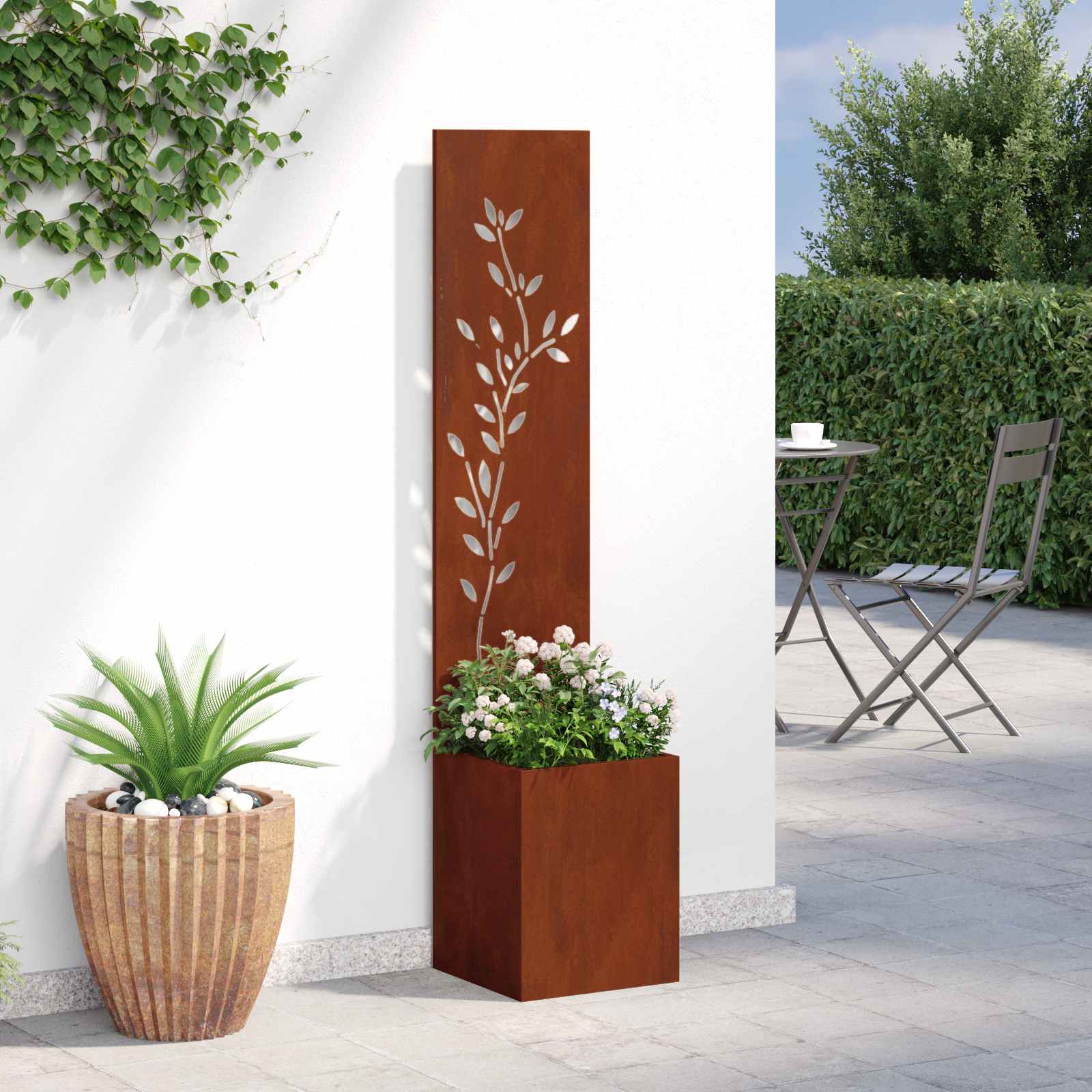 Privatnost u vrtu Cvjetni Rđa 32 x 32 x 150 cm Otporni čelik