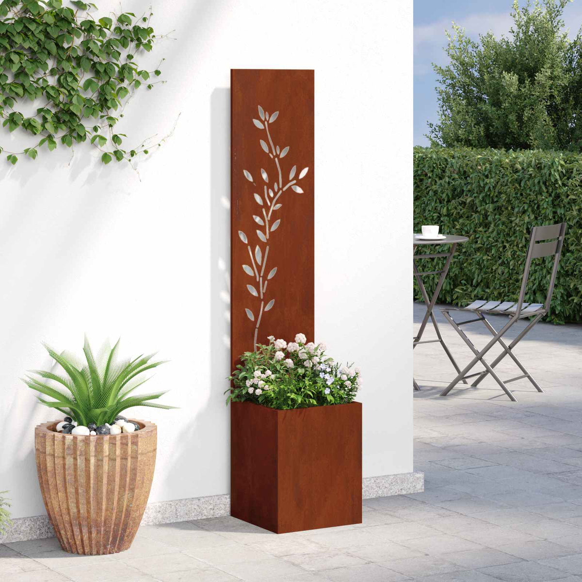Privatnost u vrtu Cvjetni Rđa 32 x 32 x 150 cm Otporni čelik
