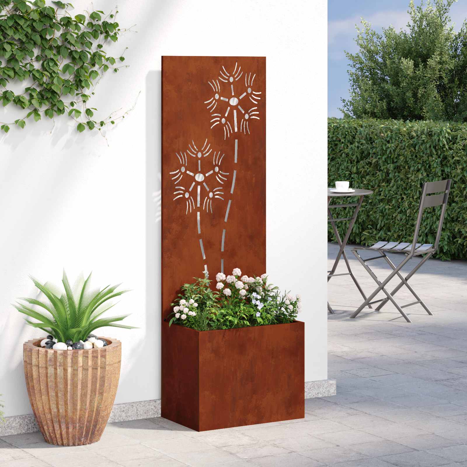 Privatnost u vrtu Cvjetni Rđa 50 x 32 x 150 cm Otporni čelik