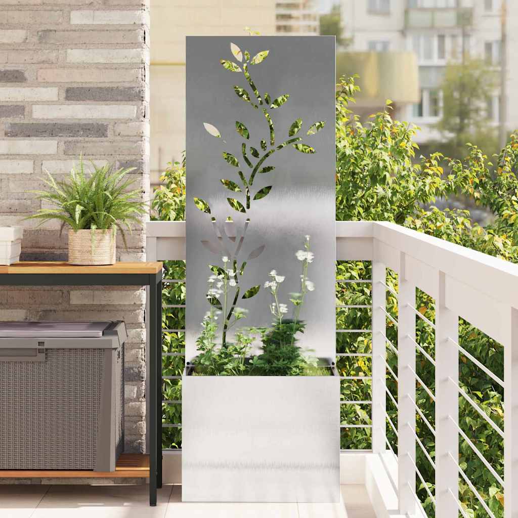 Privatnost u vrtu Cvjetni Srebrna 50 x 150 cm Nehrđajući čelik