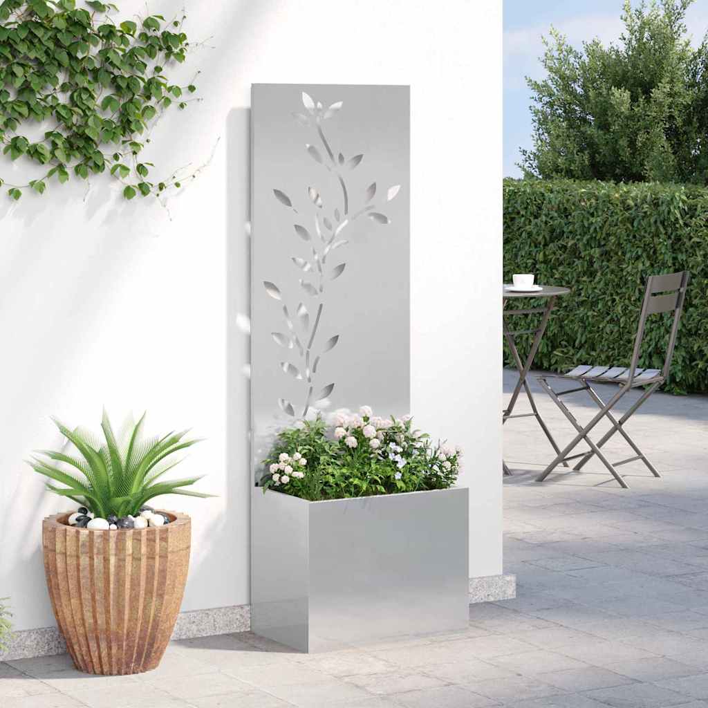 Privatnost u vrtu Cvjetni Srebrna 50 x 150 cm Nehrđajući čelik