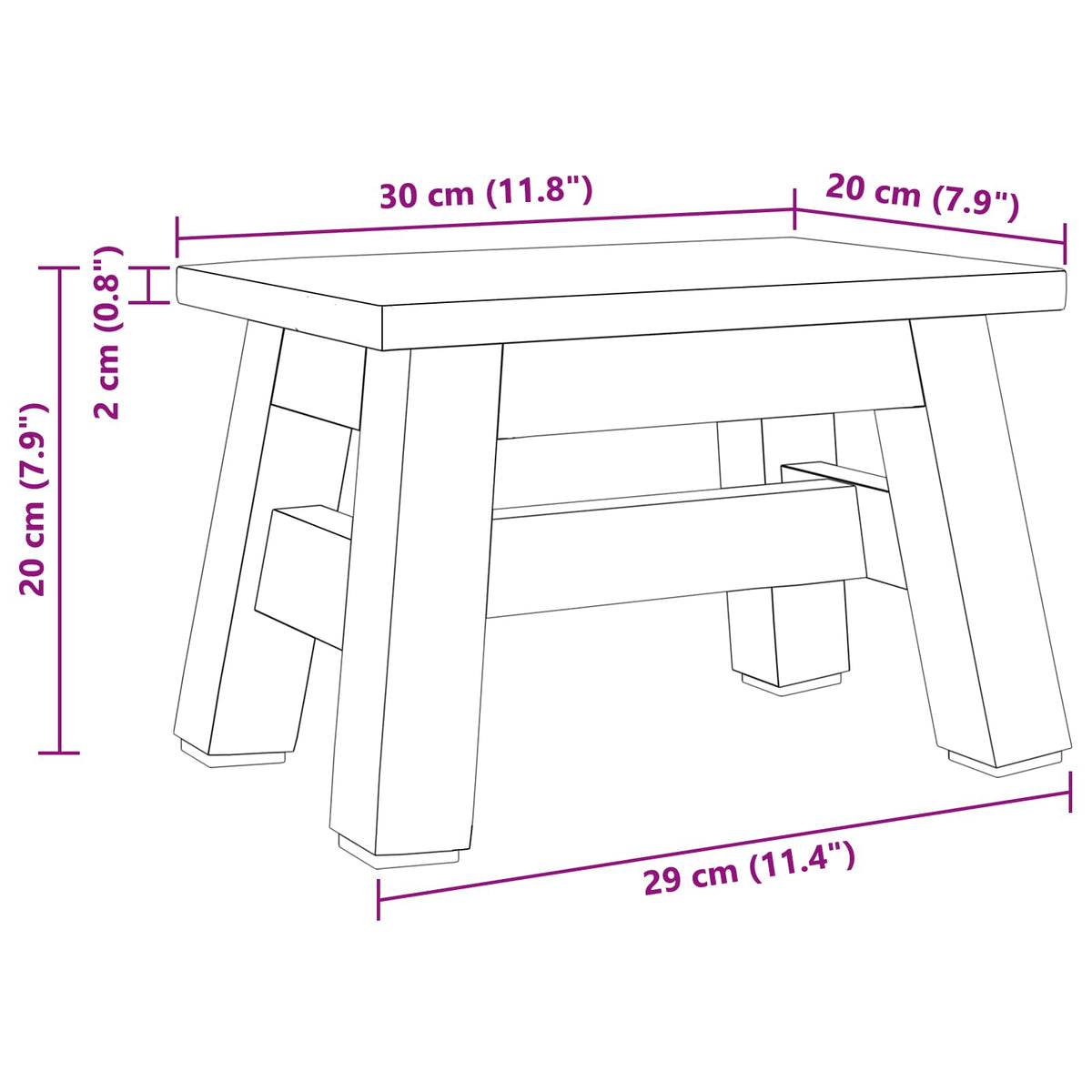 Stolica Prirodna 30 x 20 x 20 cm Drvo od mahagonija