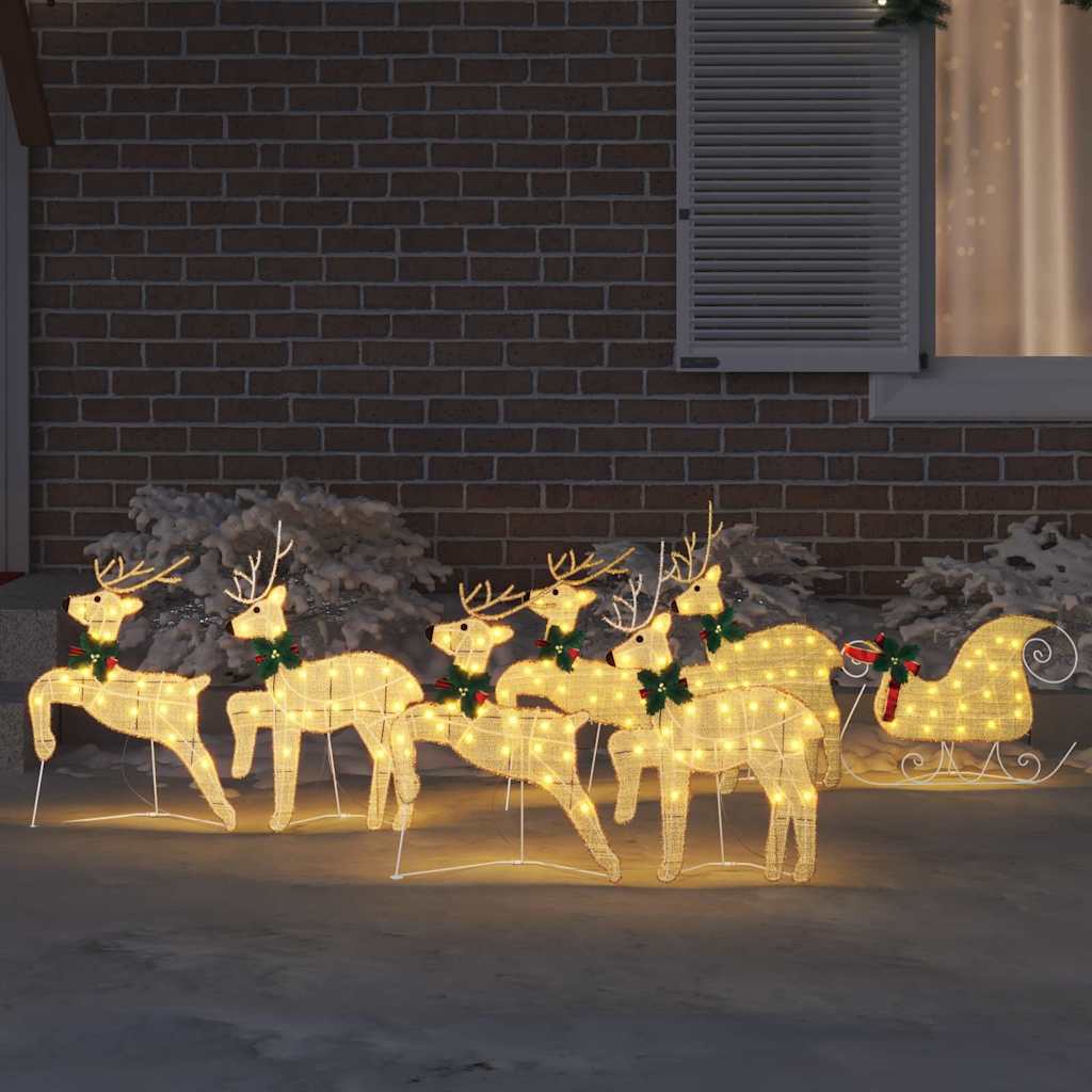 LED Riječni jeleni 7 pcs Zlatno tkanina