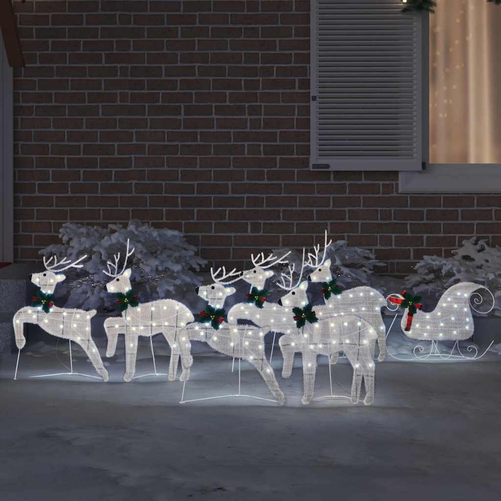 LED Riječni jeleni 7 pcs Srebrno tkanina