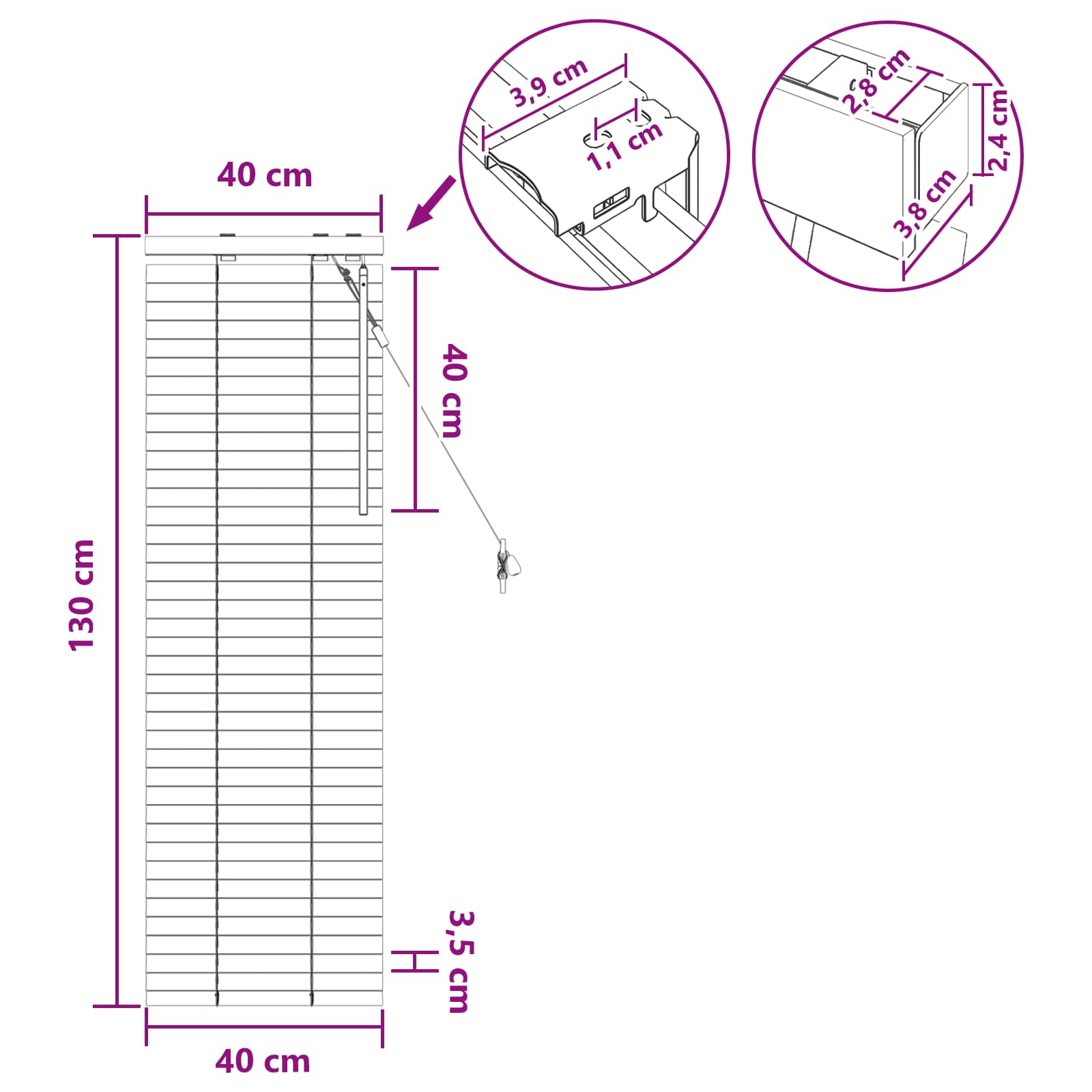 Venecijanska roleta Izgled hrasta 40 x 130 cm 35 mm