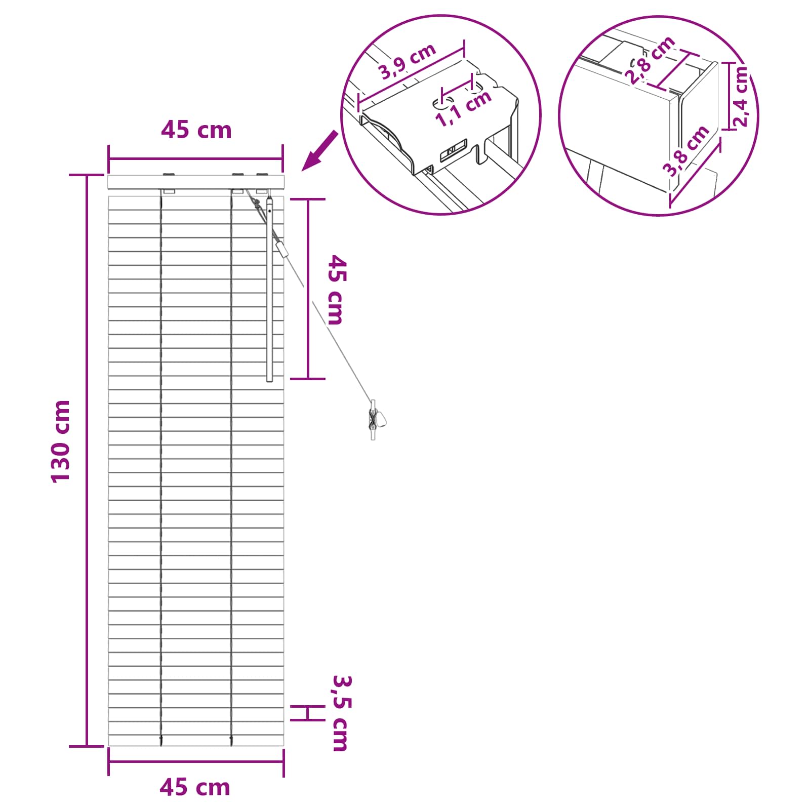 Venecijanska roleta Izgled hrasta 45 x 130 cm 35 mm