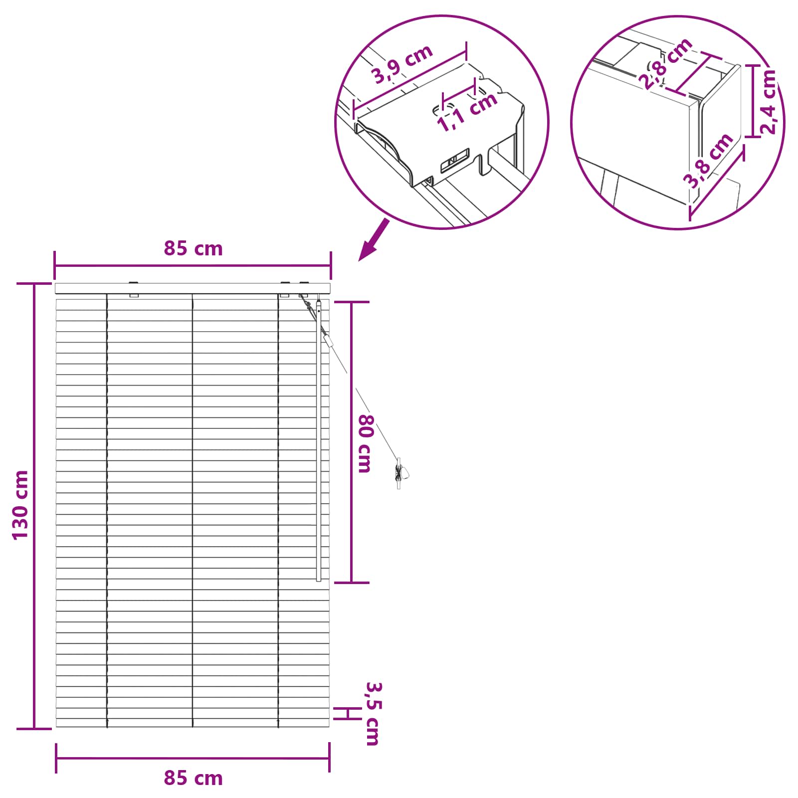 Venecijanska roleta Izgled hrasta 85 x 130 cm 35 mm