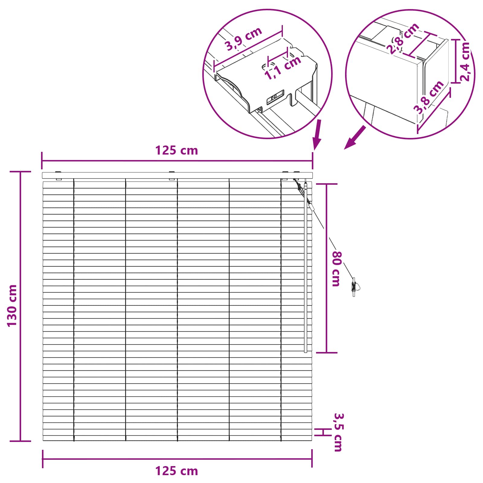 Venecijanska roleta Izgled hrasta 125 x 130 cm 35 mm