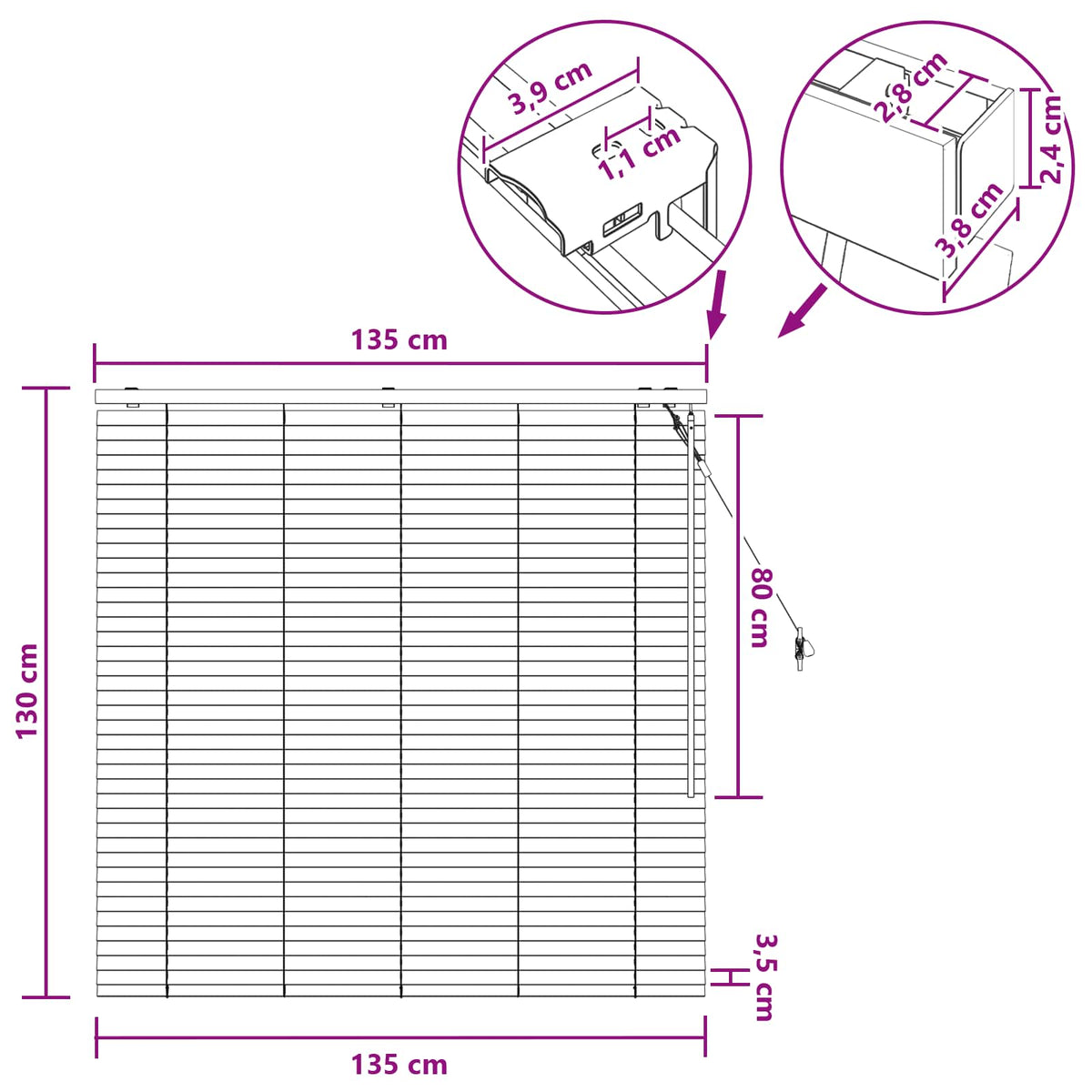 Venecijanska roleta Izgled hrasta 135 x 130 cm 35 mm