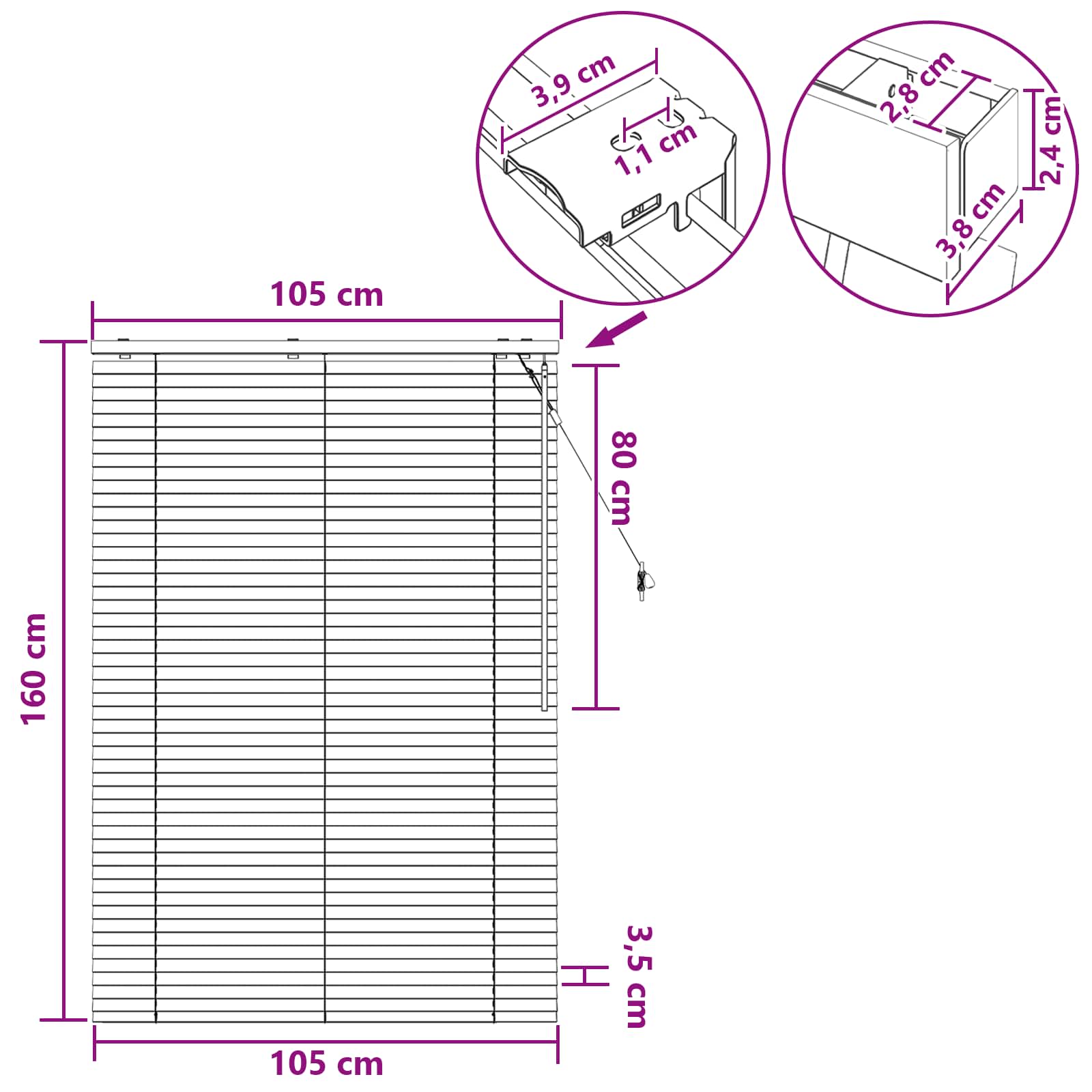Venecijanska roleta Izgled hrasta 105 x 160 cm 35 mm