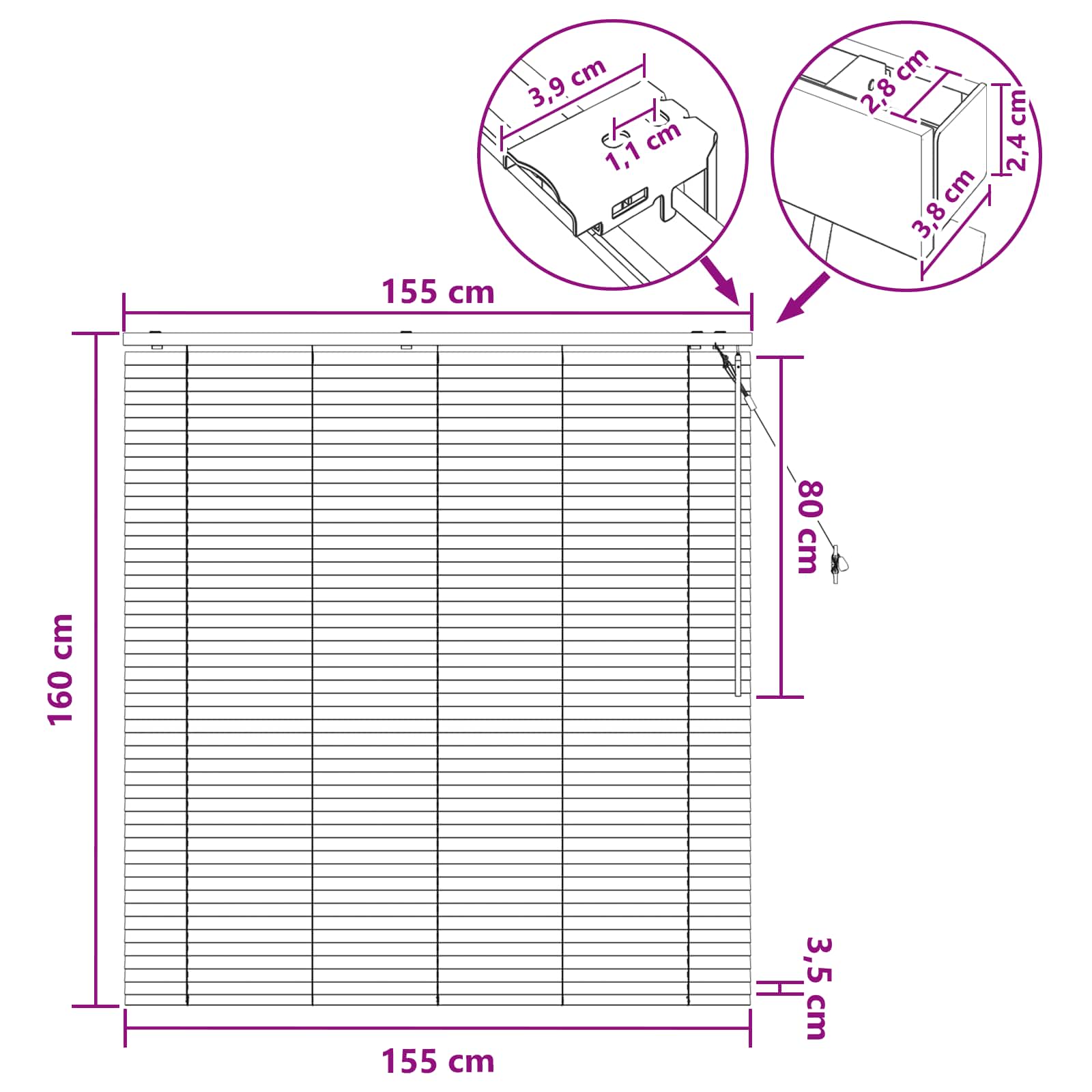 Venecijanska roleta Izgled hrasta 155 x 160 cm 35 mm