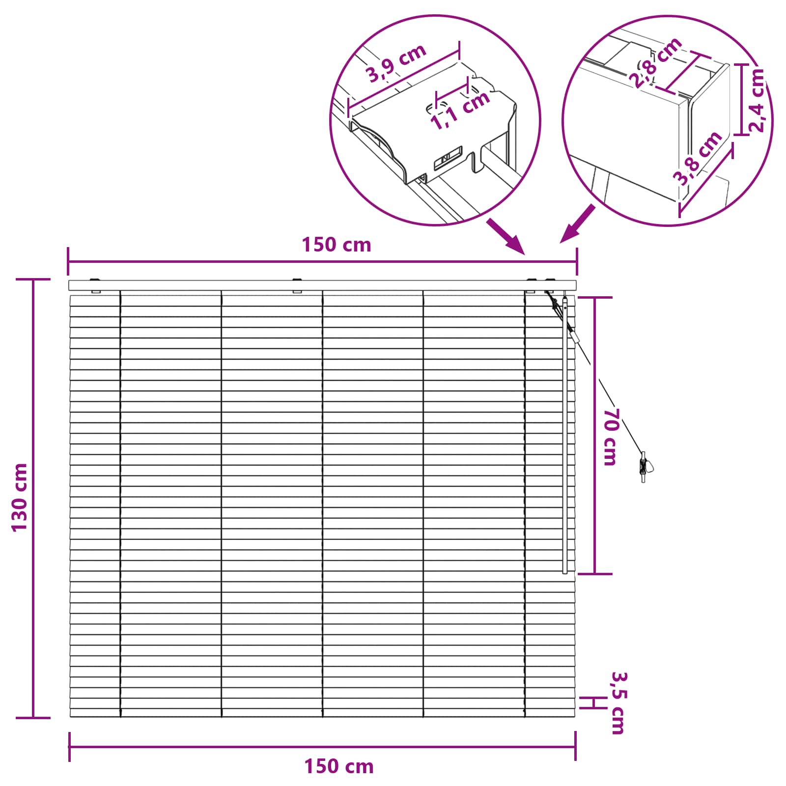 Venecijanska roleta Bijela 150 x 130 cm 35 mm