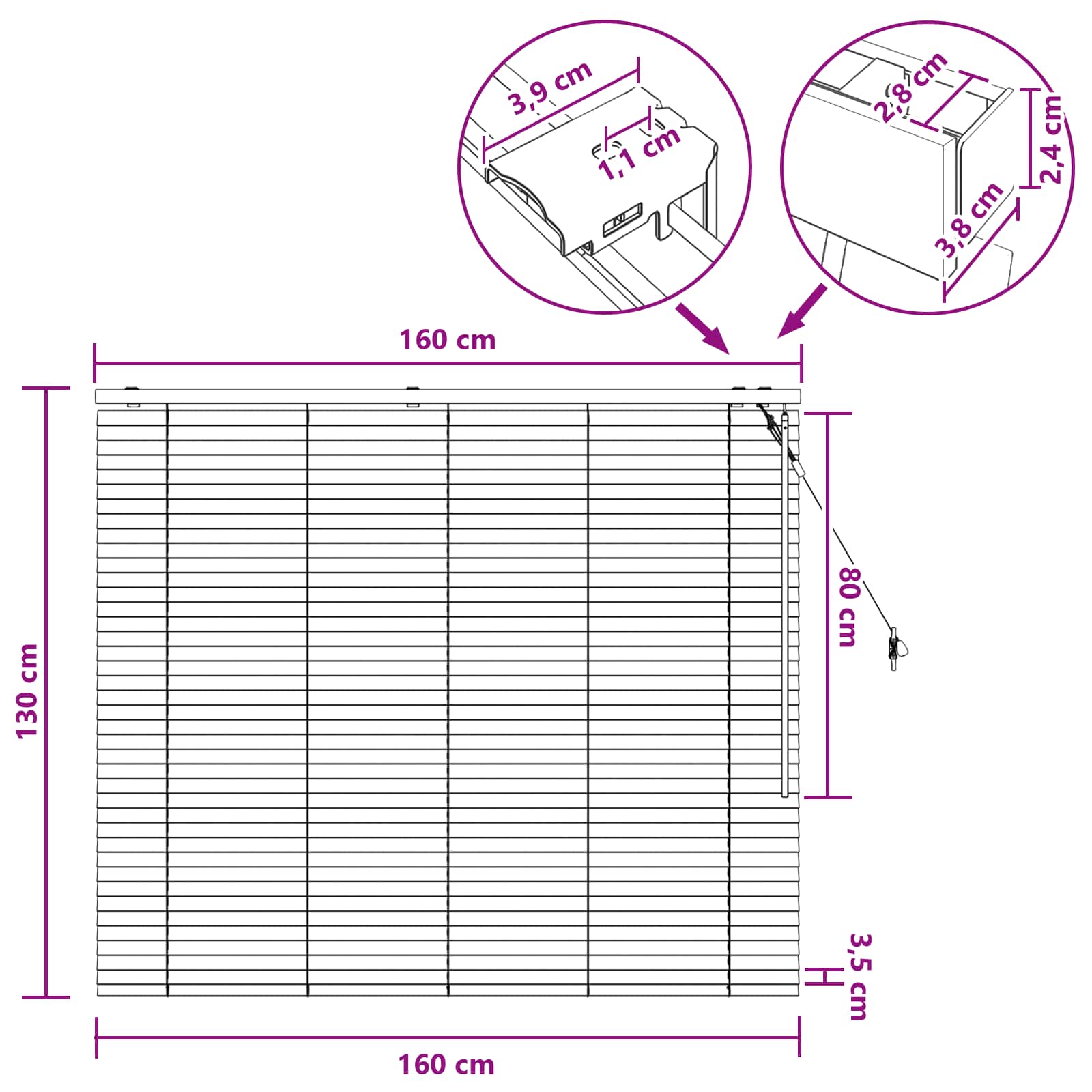 Venecijanska roleta Bijela 160 x 130 cm 35 mm