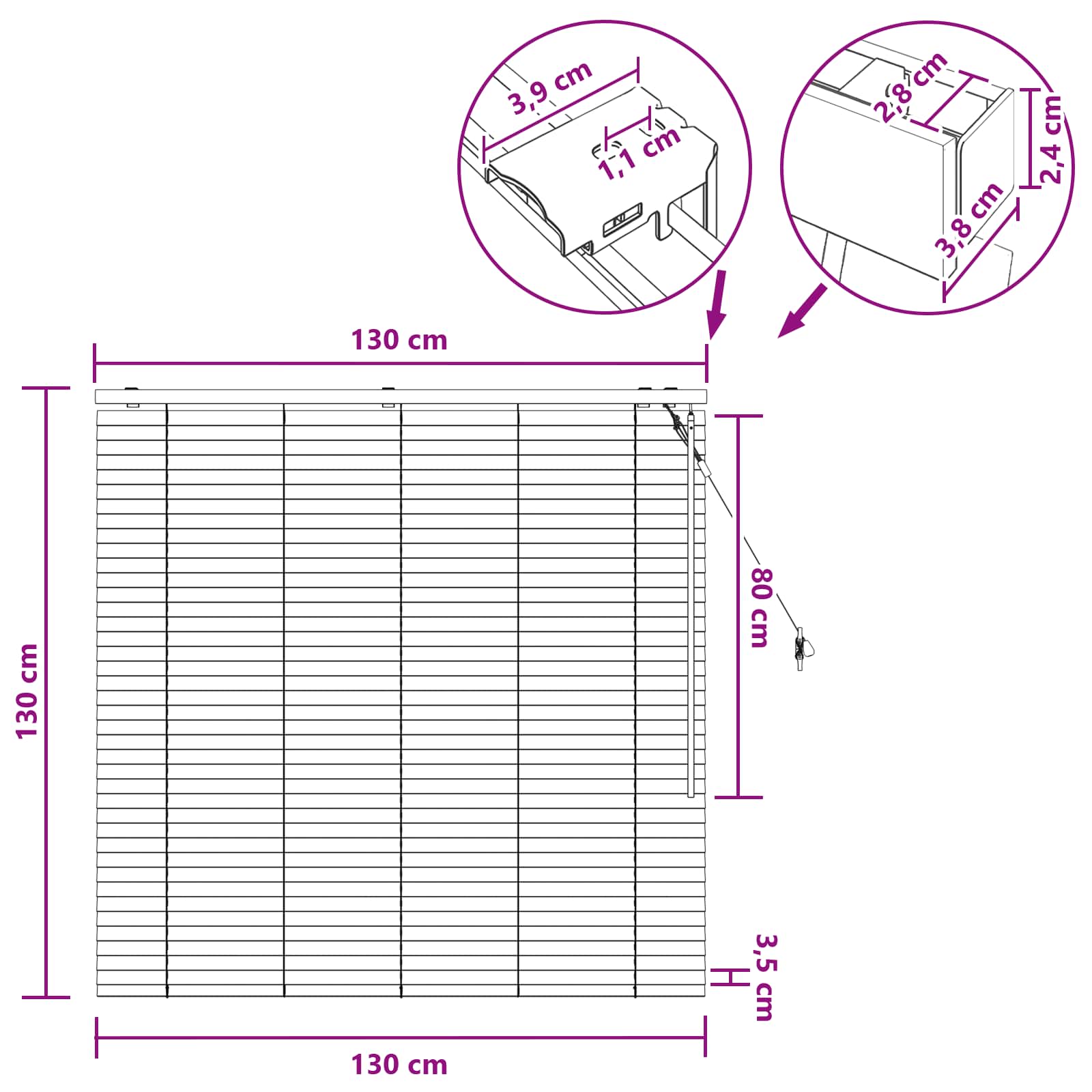 Venecijanska roleta Crna 130 x 130 cm 35 mm
