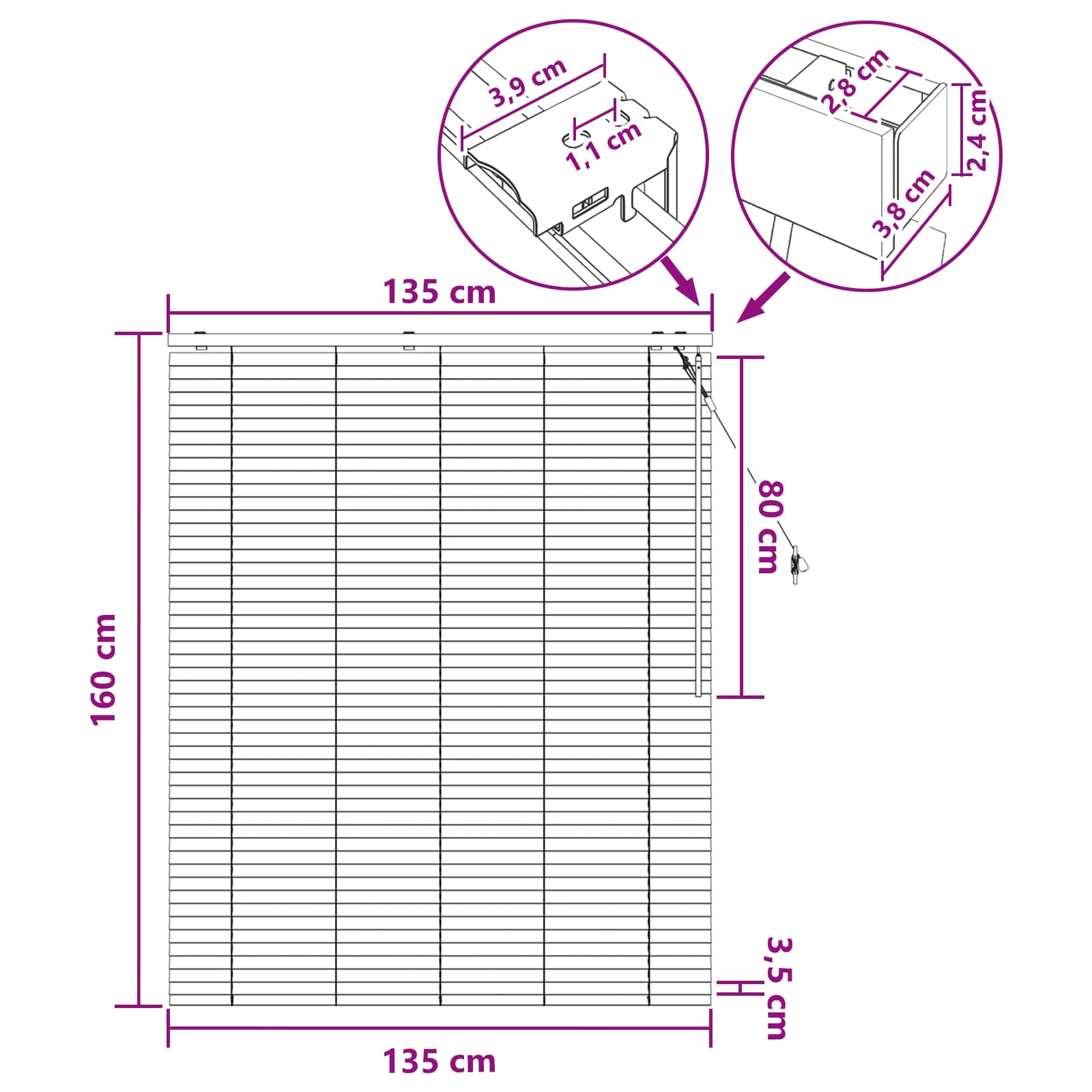 Venecijanska roleta Crna 135 x 160 cm 35 mm