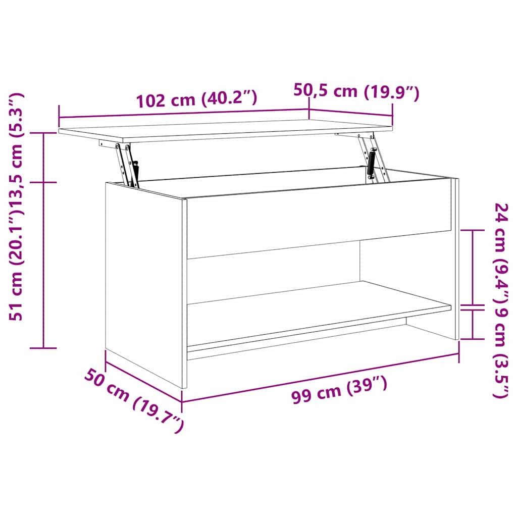 Kava Stol Crni hrast 80 x 50,5 x 41,5 cm Konstruirano drvo