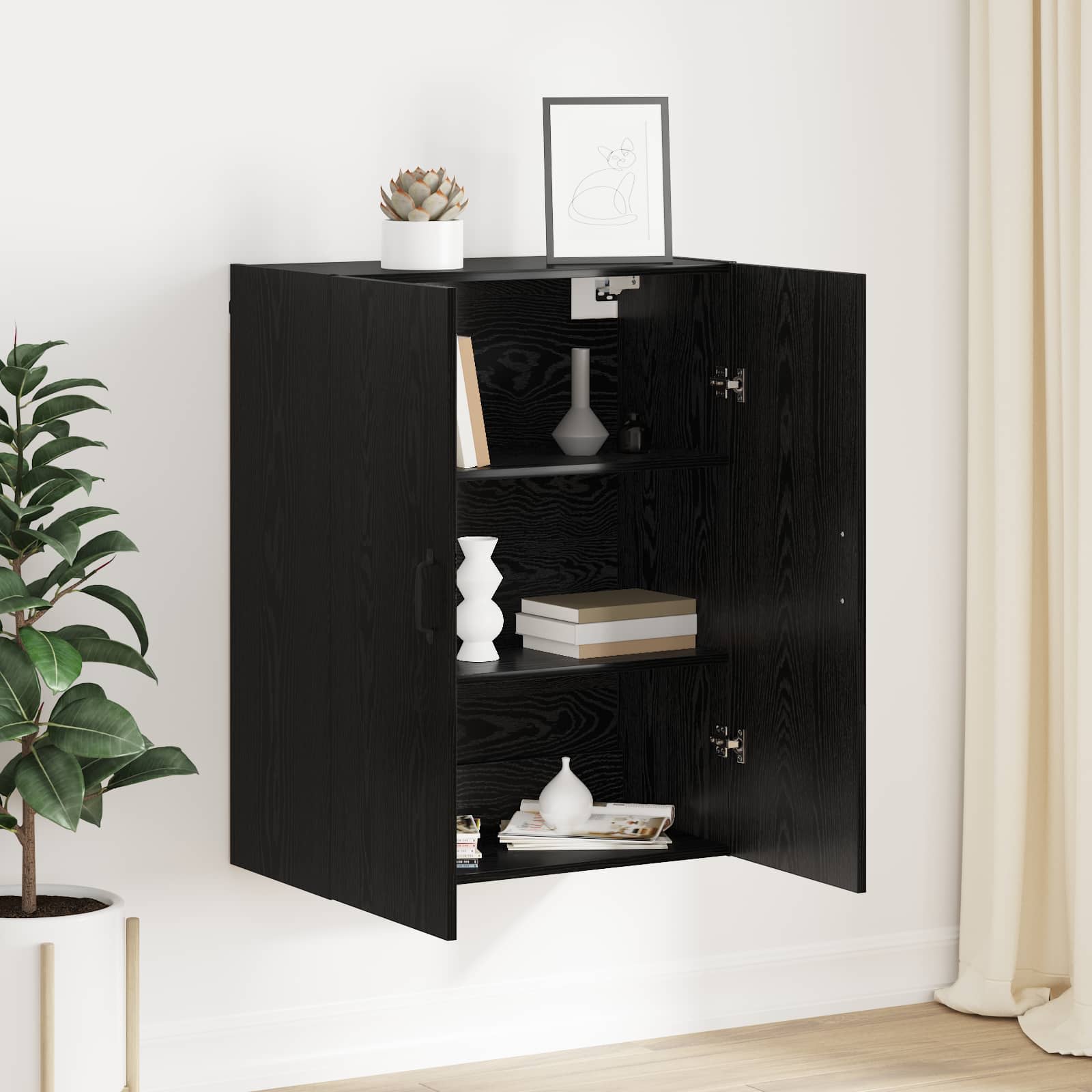 Ormar za Zid Crni hrast 69,5 x 34 x 90 cm Konstruirano drvo
