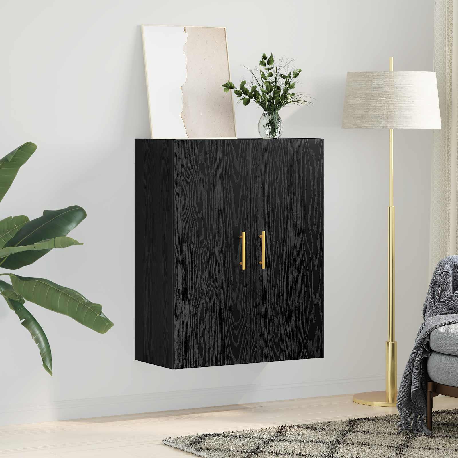 Ormar za Zid Crni hrast 69,5 x 34 x 90 cm Konstruirano drvo