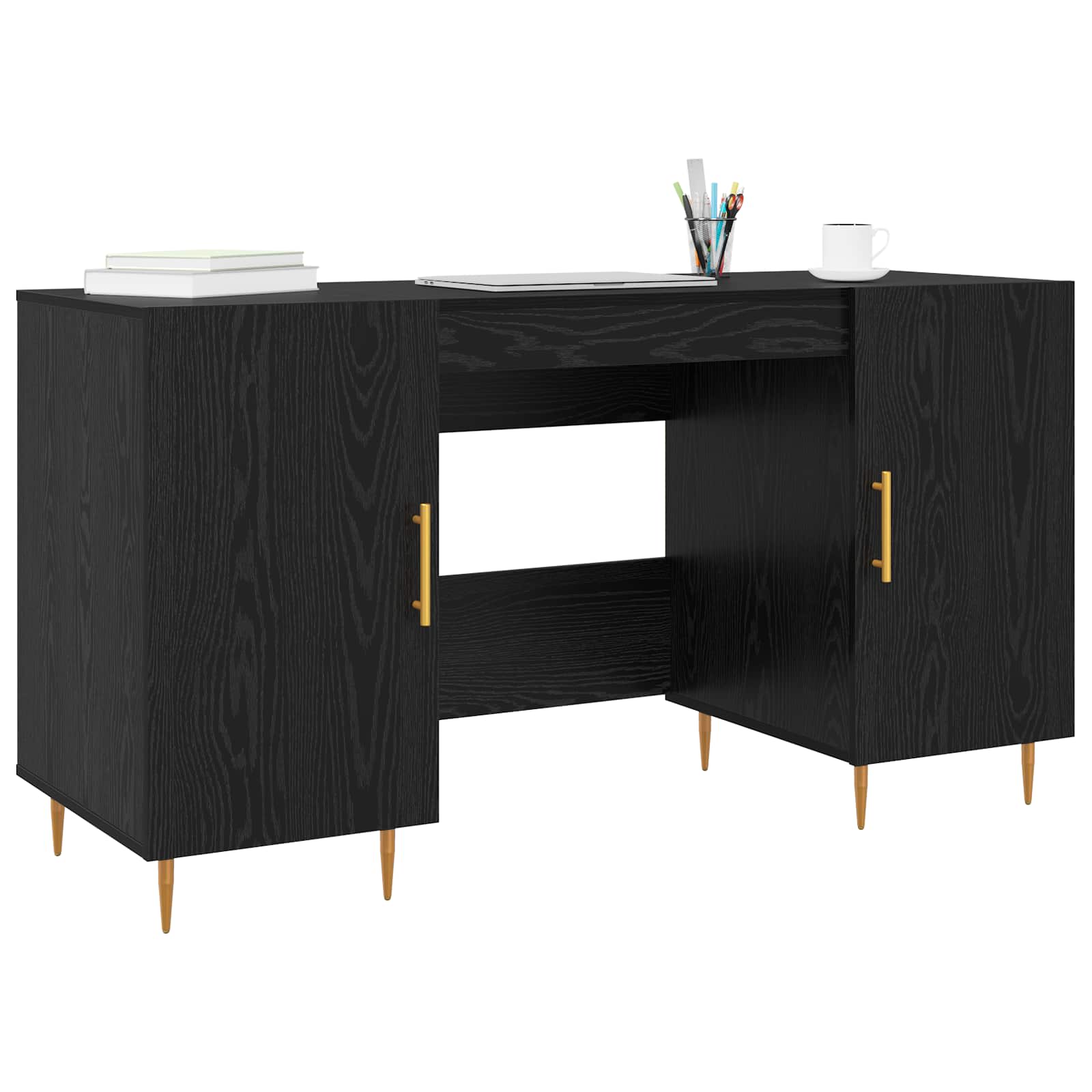 Stol s policom Crni hrast 140 x 50 x 75 cm Konstruirano drvo