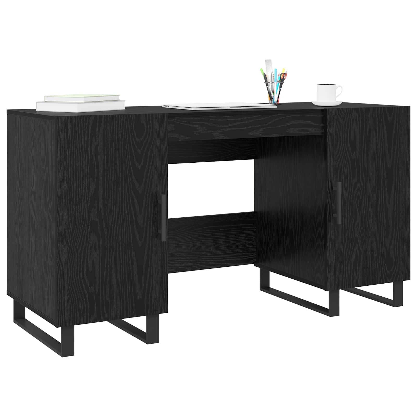 Stol s policom Crni hrast 140 x 50 x 75 cm Konstruirano drvo