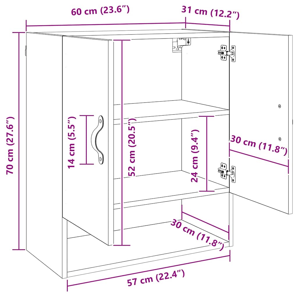 Ormar za Zid Zidne Staro drvo 60 x 31 x 70 cm Konstruirano drvo