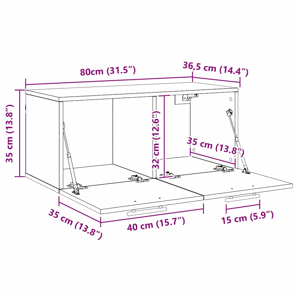 Ormar za Zid Staro drvo 80 x 36.5 x 35 cm Konstruirano drvo