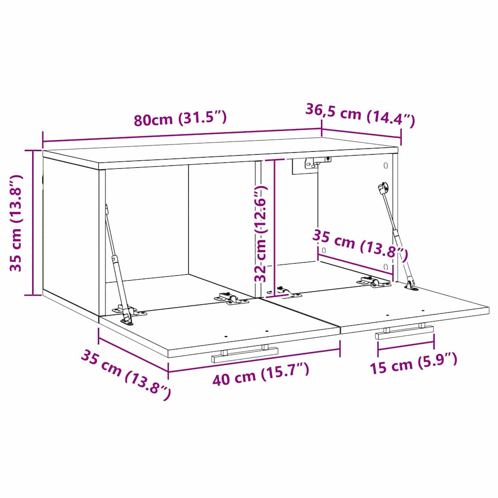 Ormar za Zid Staro drvo 80 x 36.5 x 35 cm Konstruirano drvo