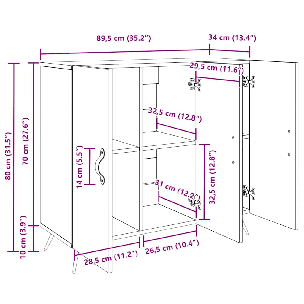 Kreveta Crni hrast 89,5 x 34 x 80 cm Konstruirano drvo