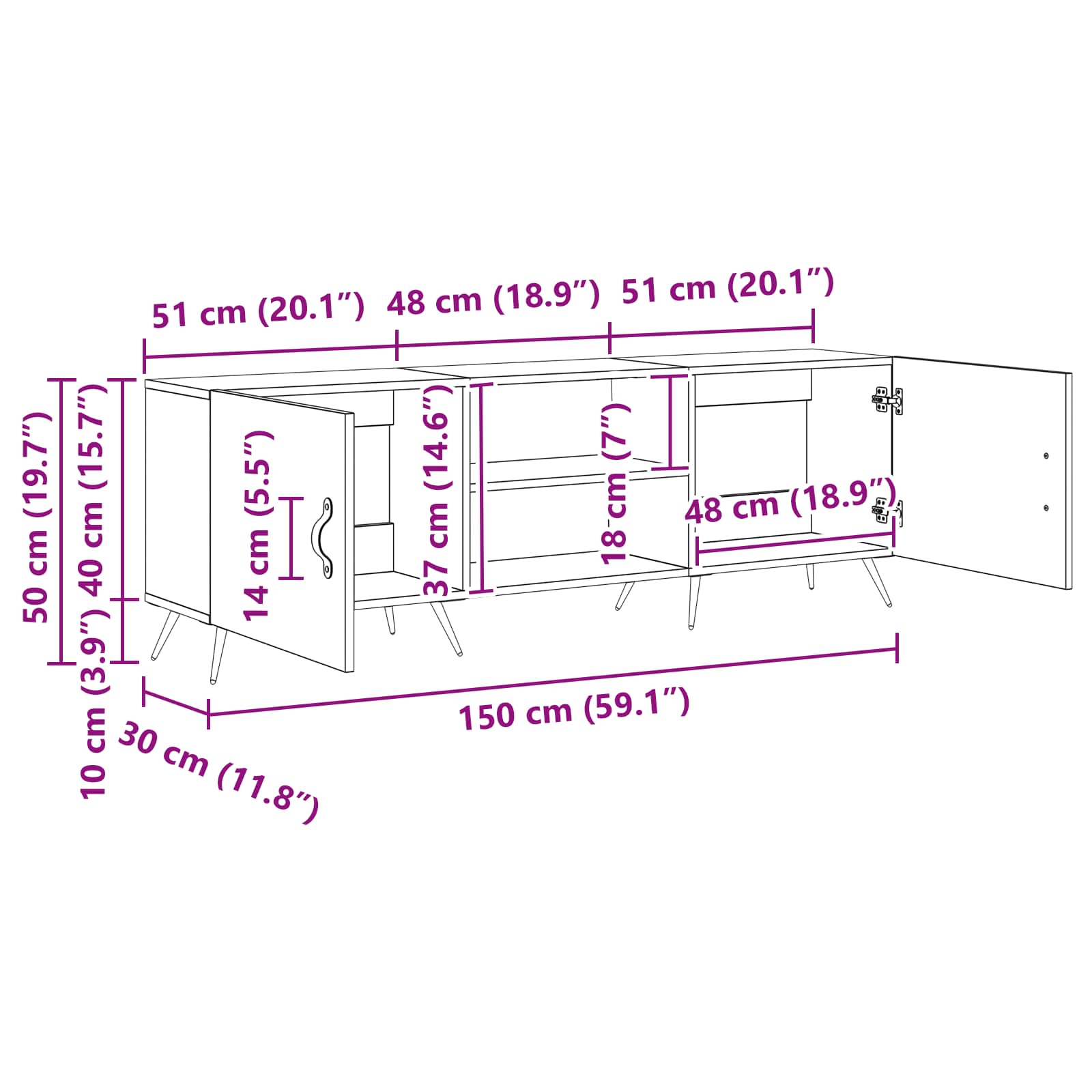 TV ormar Staro drvo 150 x 30 x 50 cm Konstruirano drvo