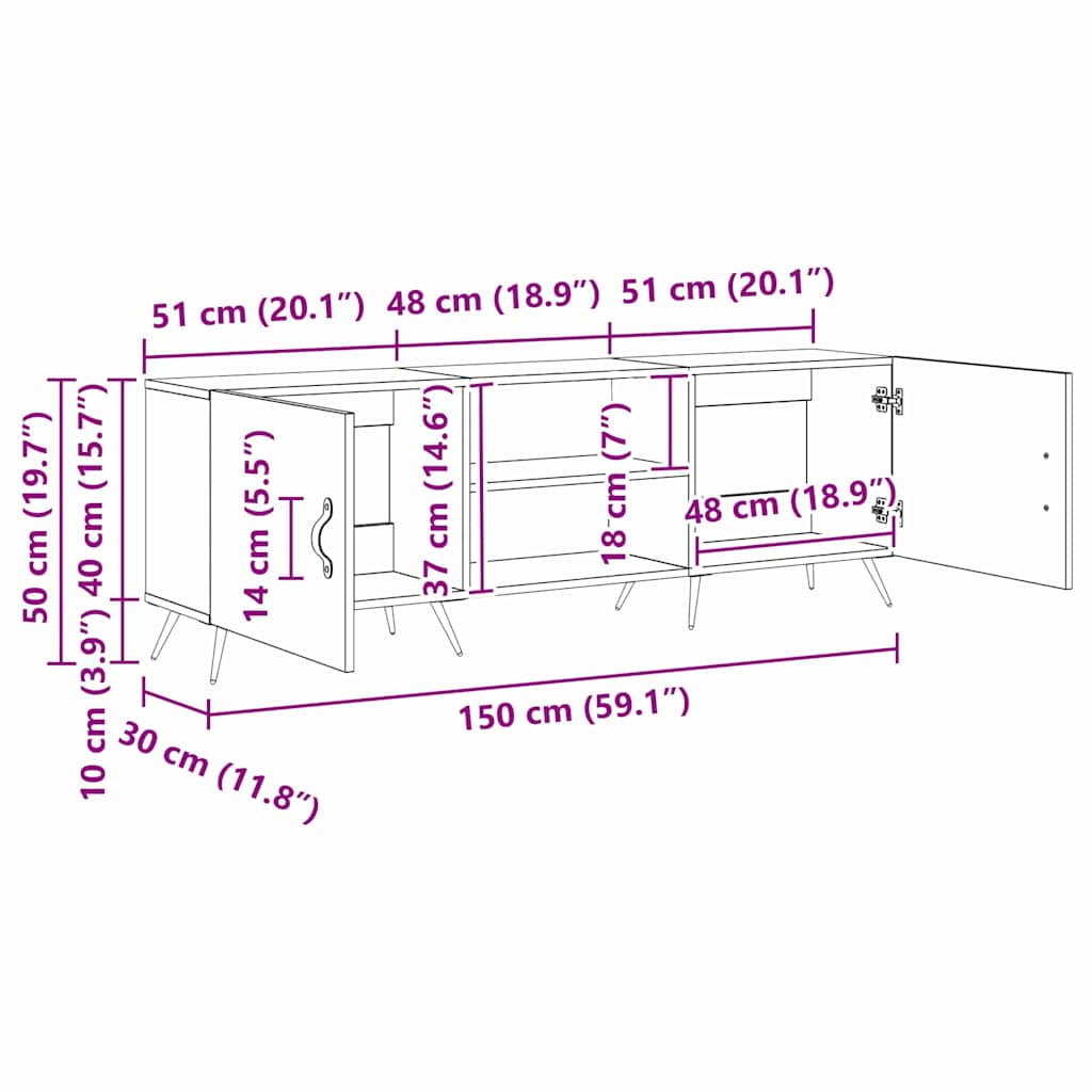 TV ormar Crni hrast 150 x 30 x 50 cm Konstruirano drvo