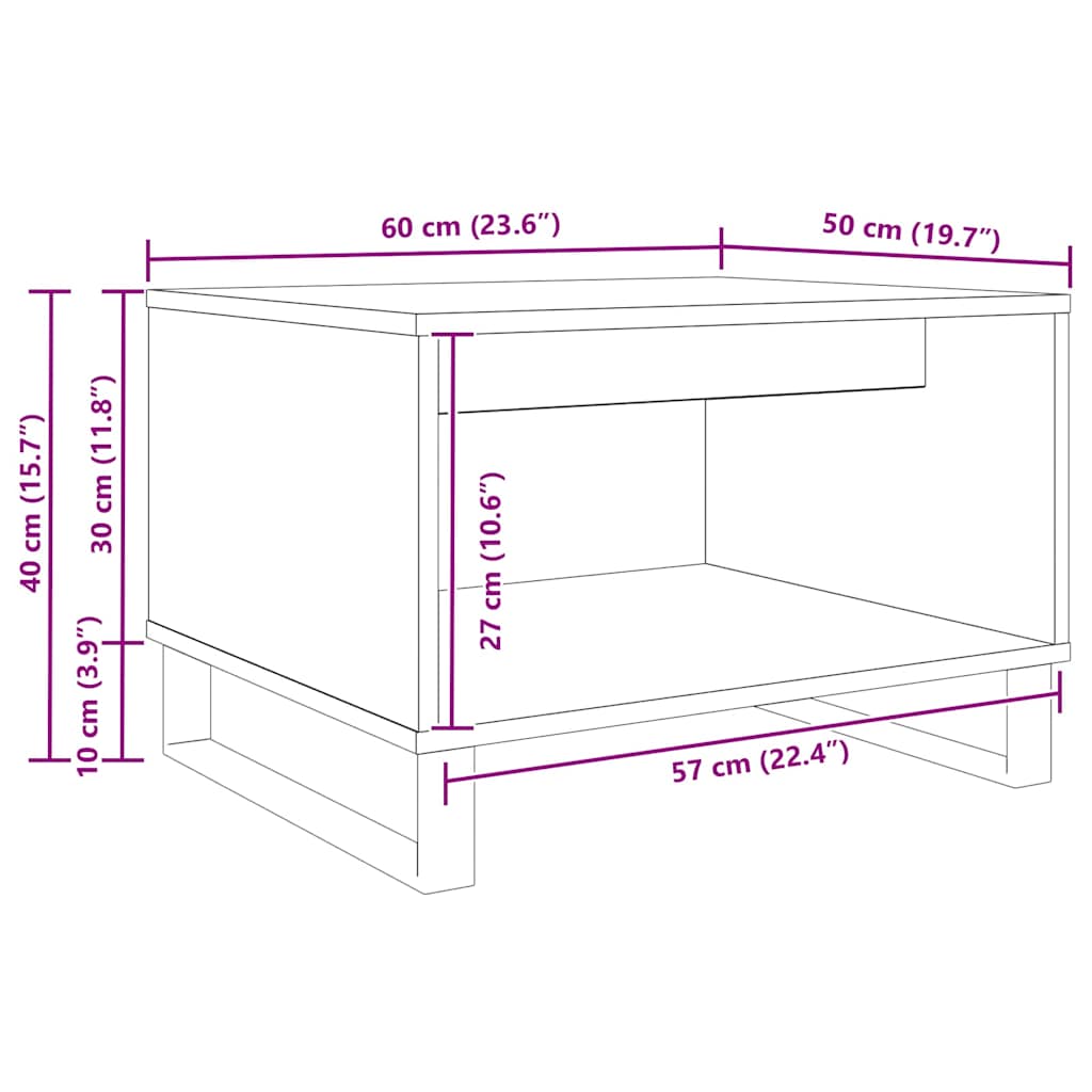 Kava Stol Crni hrast 60 x 50 x 40 cm Konstruirano drvo