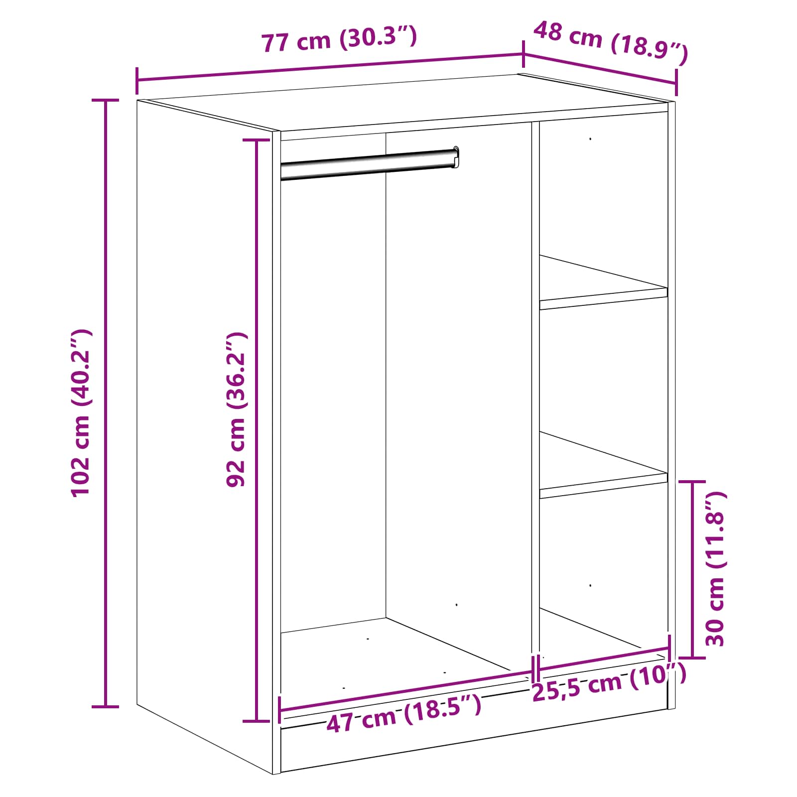 Ormarić s policom s pohranom Umjetnički hrast 77 x 48 x 102 cm