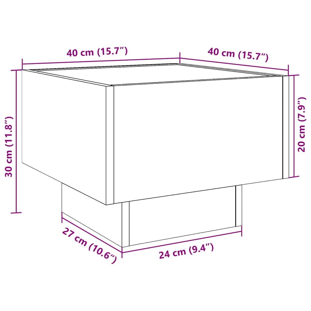 Bocni stol Crni hrast 40 x 40 x 30 cm Konstruirano drvo