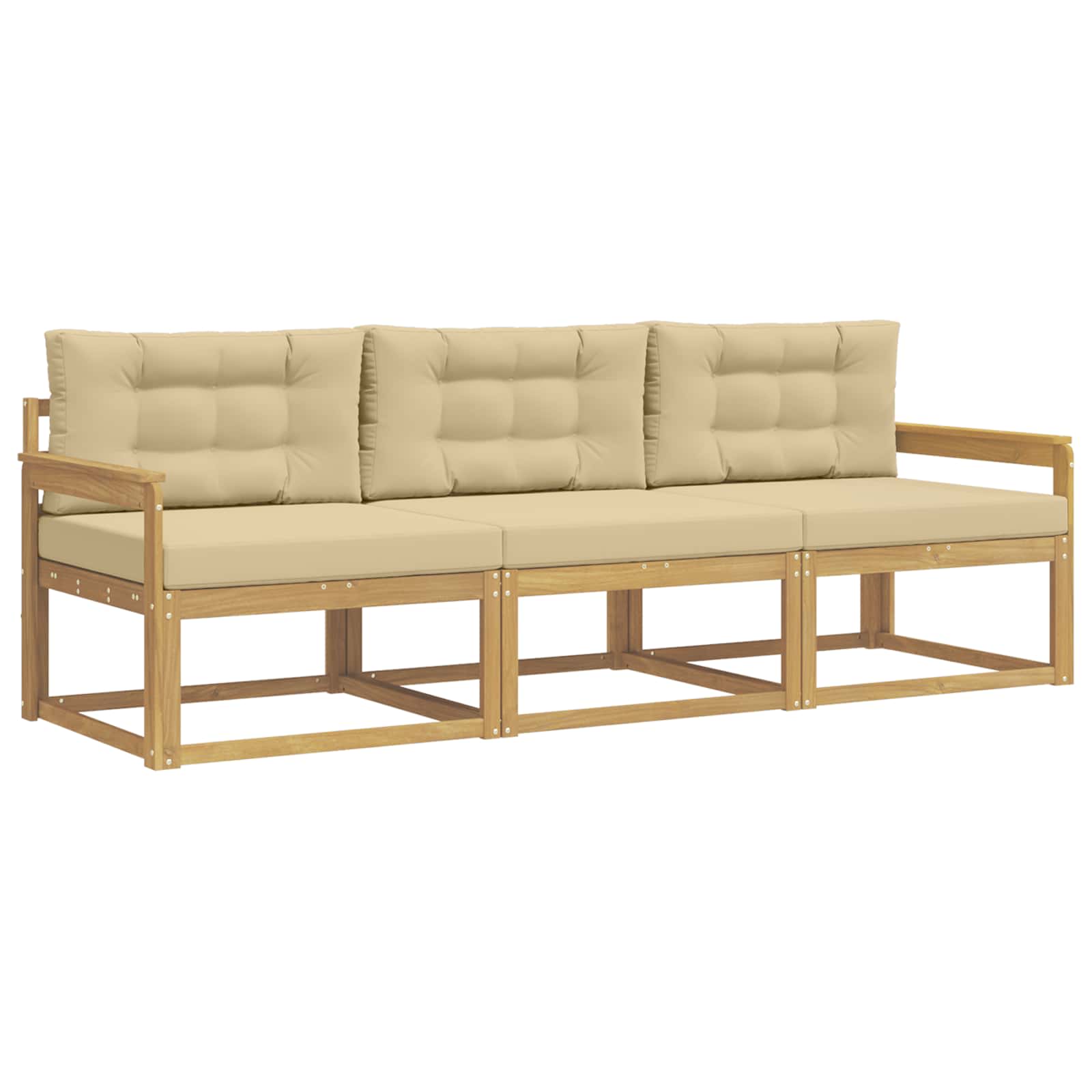 Set vanjskih sofa s jastukom 3 pcs Bijela i bež Poliester