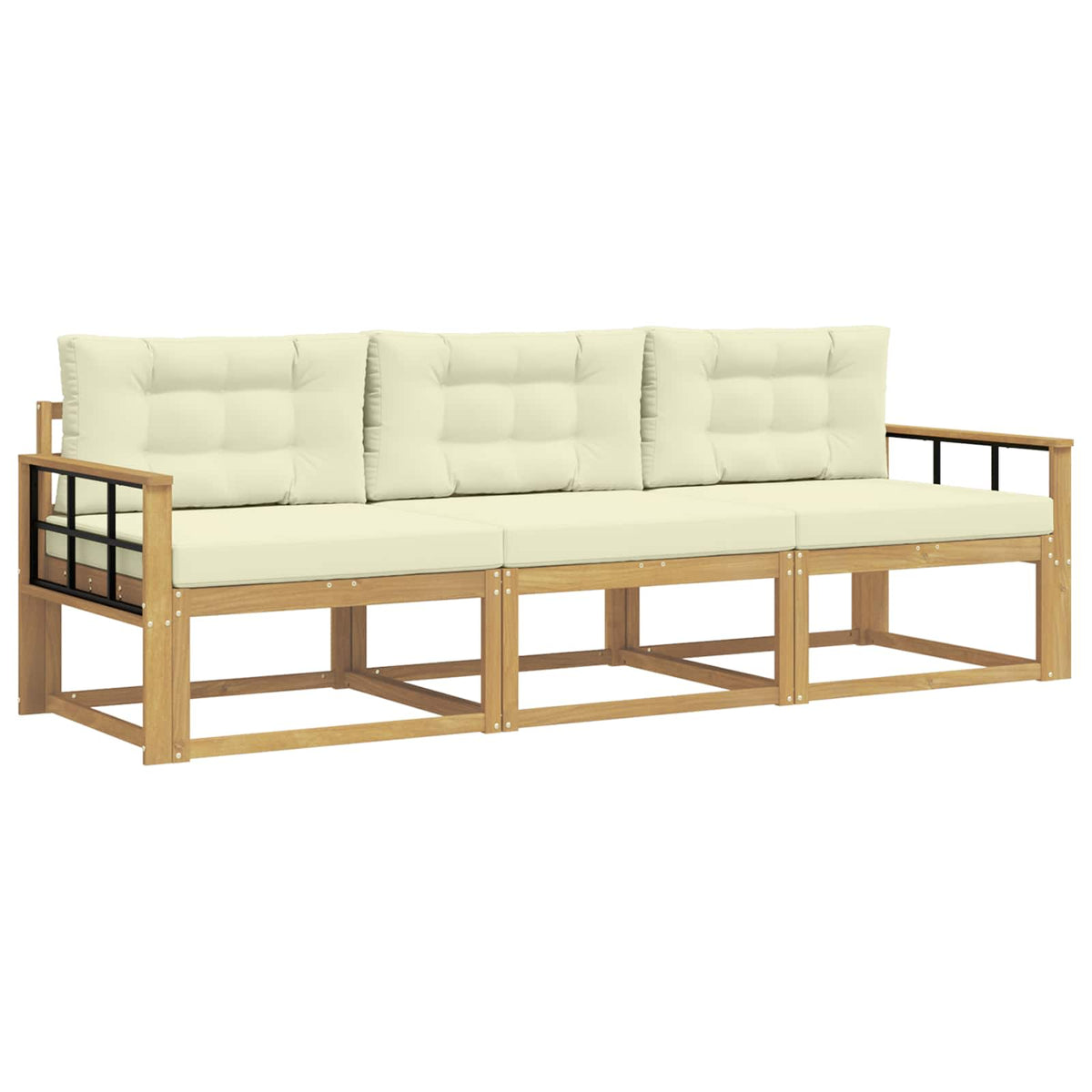 Set vanjskih sofa 3 kom. Bijela i krem Poliester