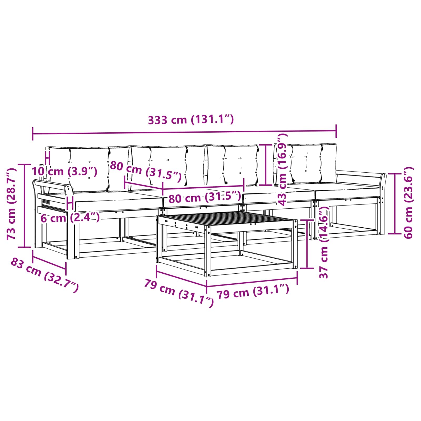 Set vanjskih sofa s jastukom 4 pcs Bijela i svjetlosiva