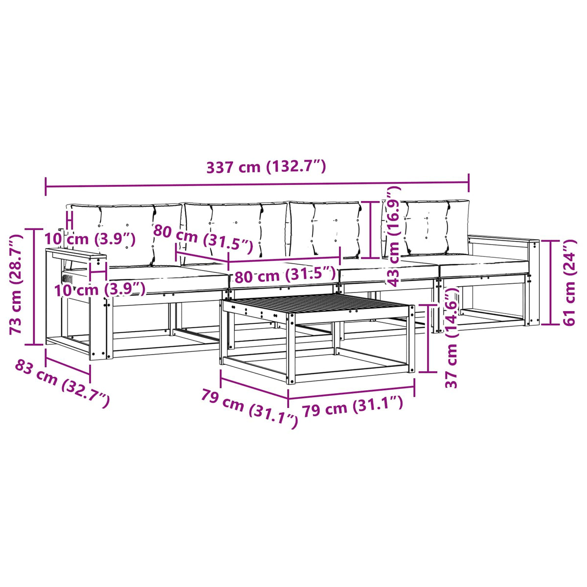 Set vanjskih sofa 4 kom. Bijela i antracit