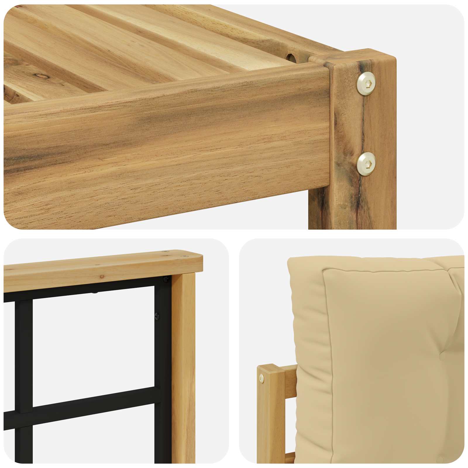 Set vanjskih sofa s jastukom 4 pcs Bijela i bež
