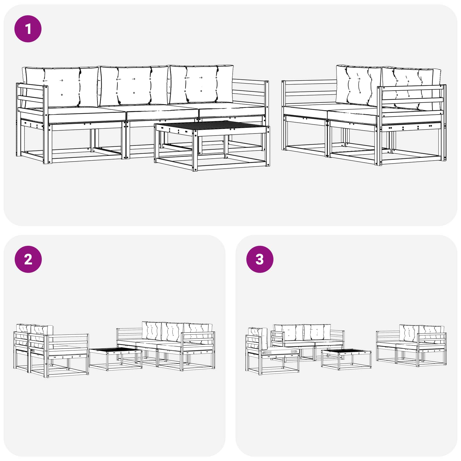 Set vanjskih sofa s jastukom 6 pcs Bijela i antracit