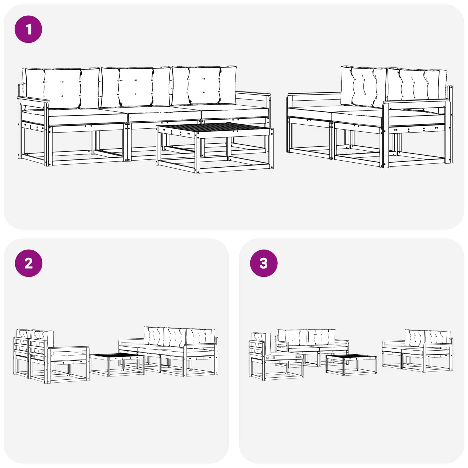 Set vanjskih sofa s jastukom 6 pcs Bijela i bež