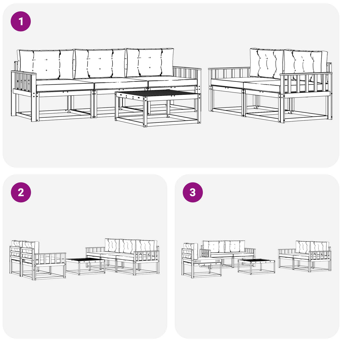 Set vanjskih sofa 6 kom. Bijela i krem