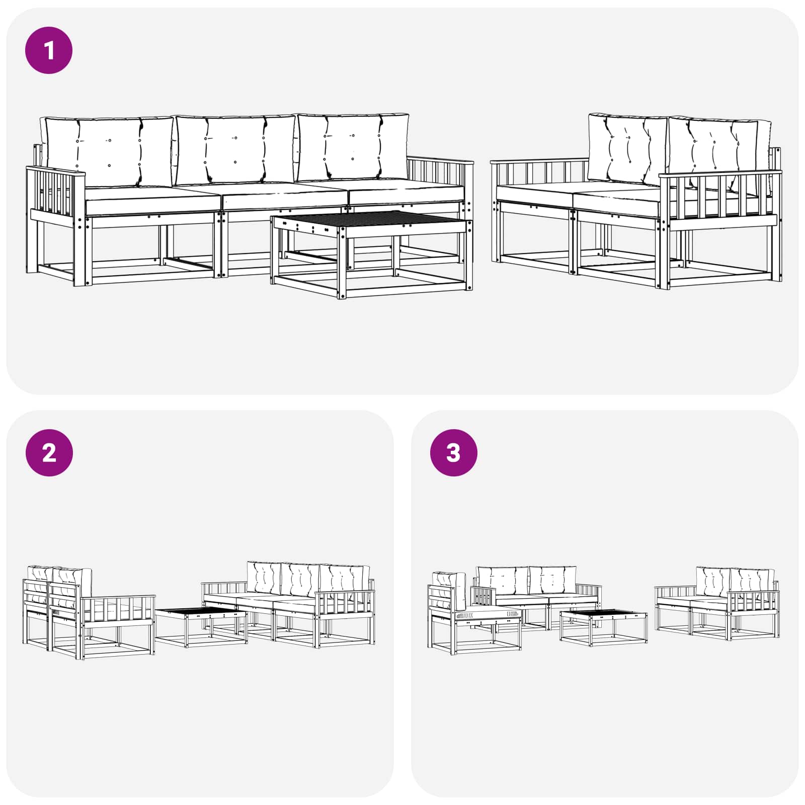 Set vanjskih sofa s jastukom 6 pcs Bijela i antracit