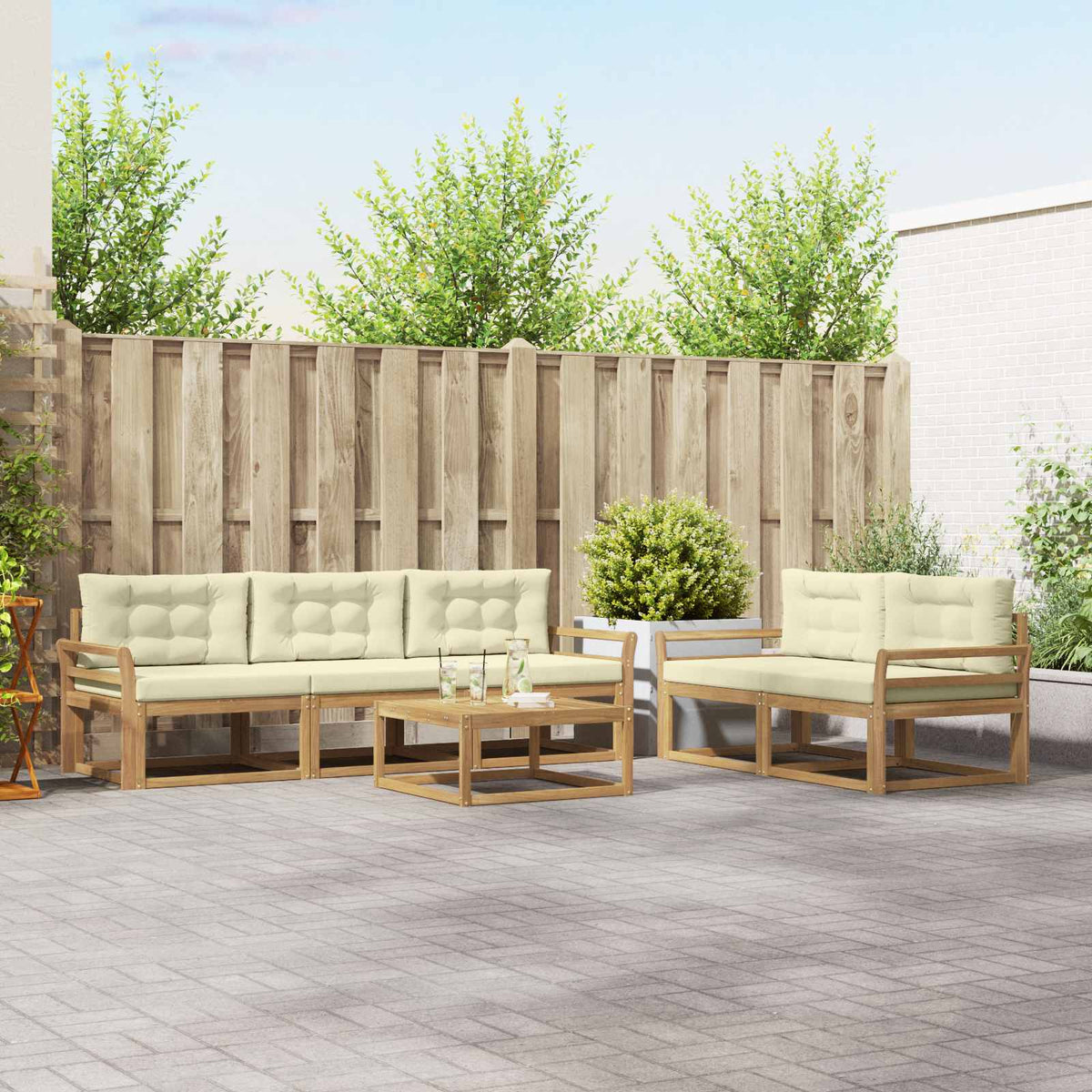 Set vanjskih sofa 6 kom. Bijela i krem