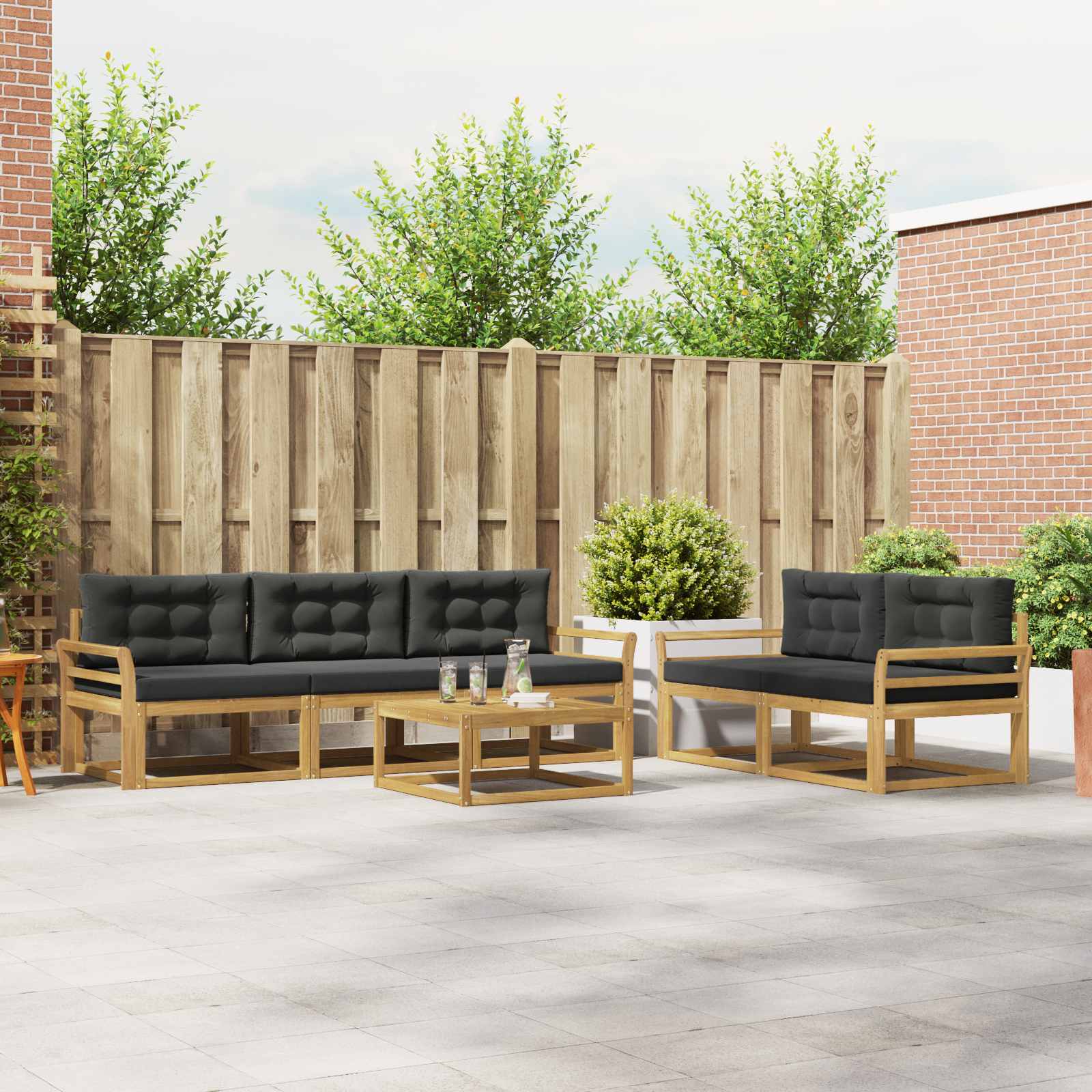 Set vanjskih sofa s jastukom 6 pcs Bijela i antracit