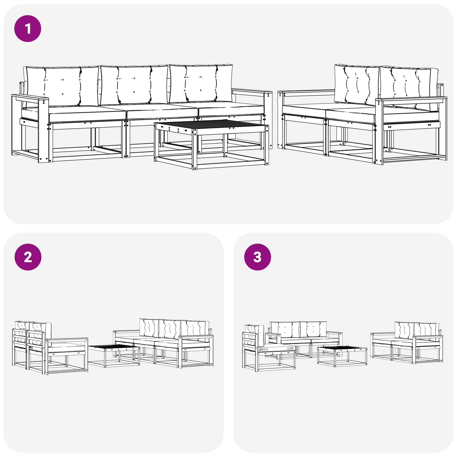 Set vanjskih sofa s jastukom 6 pcs Bijela i krem